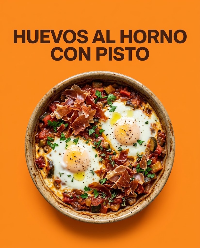 Huevos al pisto en Air Fryer con crujiente de jamón