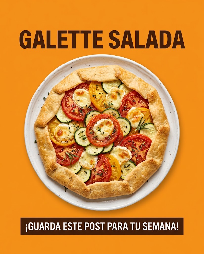 Galette salada de tomates, calabacín y queso de cabra