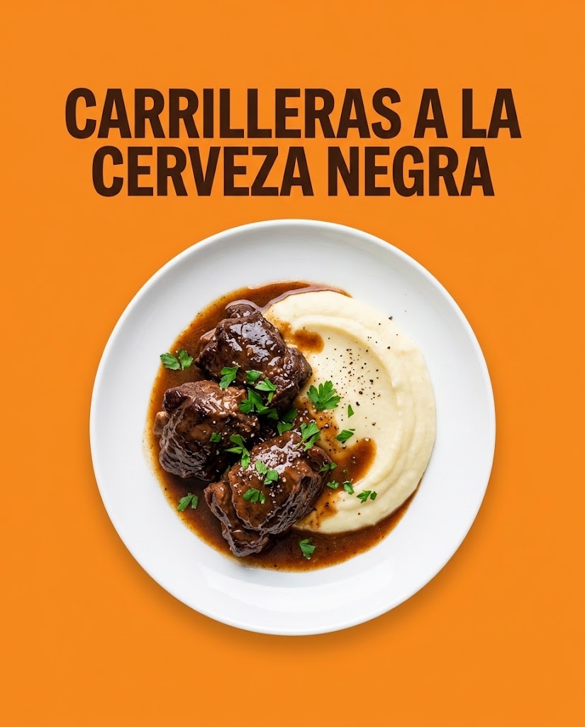 Carrilleras de cerdo a la cerveza negra con puré de patata