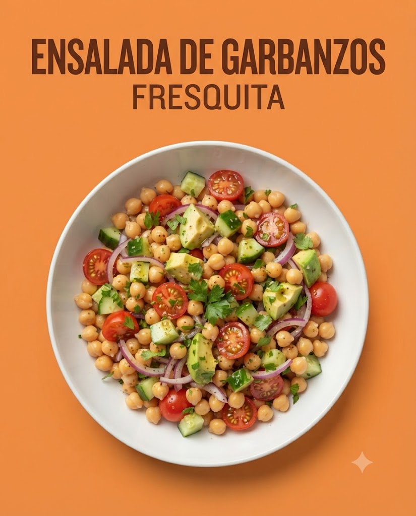 Ensalada de garbanzos fresquita y nutritiva